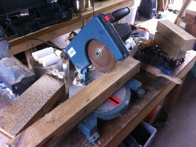 Miter saw and wood 3