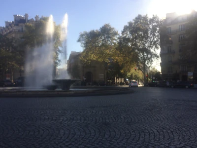 Parisian paved square, fountain