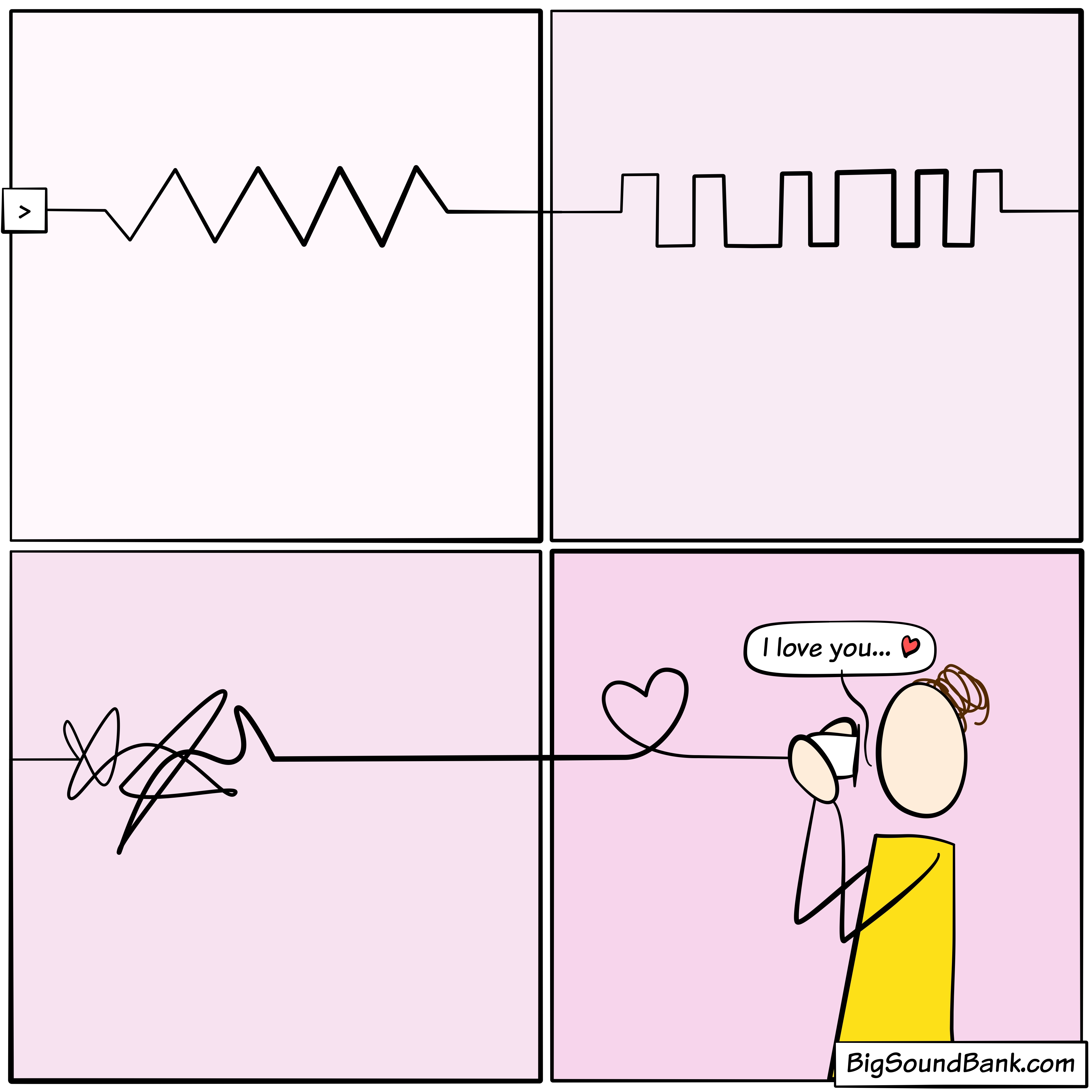 String telephone love story between two friends declaring their feelings through sound waves