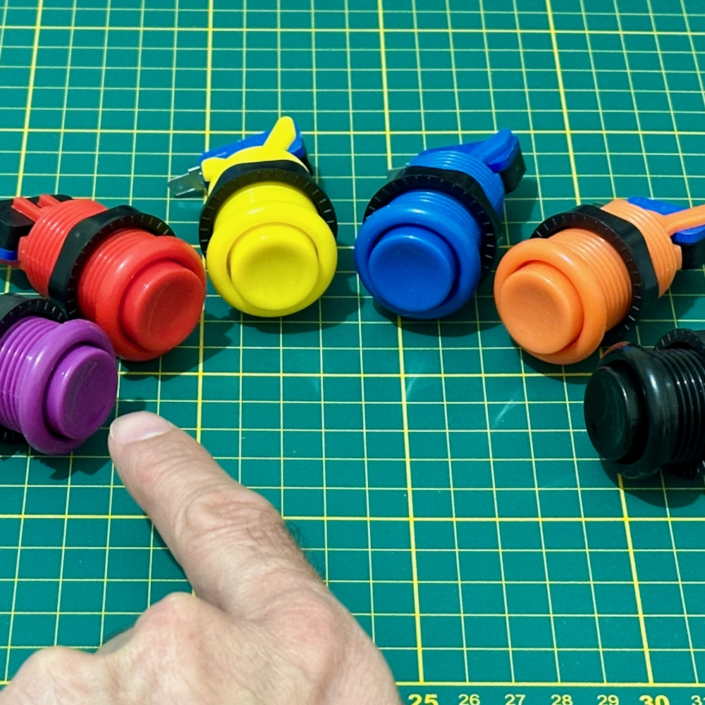 Boutons poussoirs de 22, 28 et 60 mm, en métal et en plastique, dans une dizaine de couleurs, photo 2