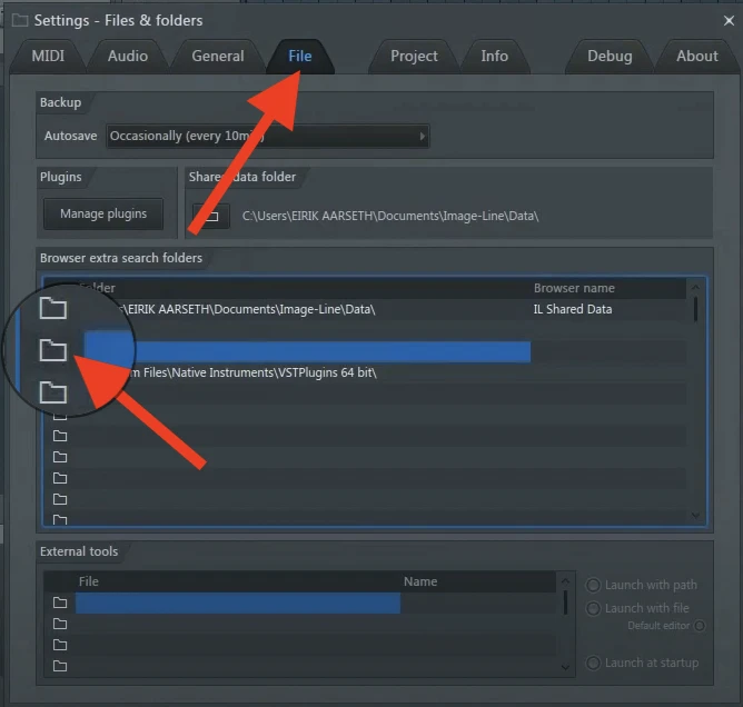 Settings Files and Folders