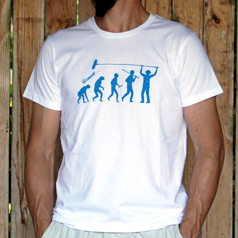 T-shirt avec un dessin de perchman, ou preneur de son en forme evolution, photo 4