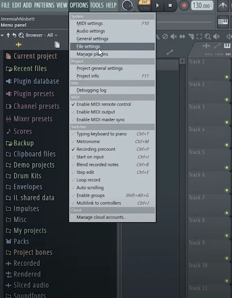FILE SETTINGS